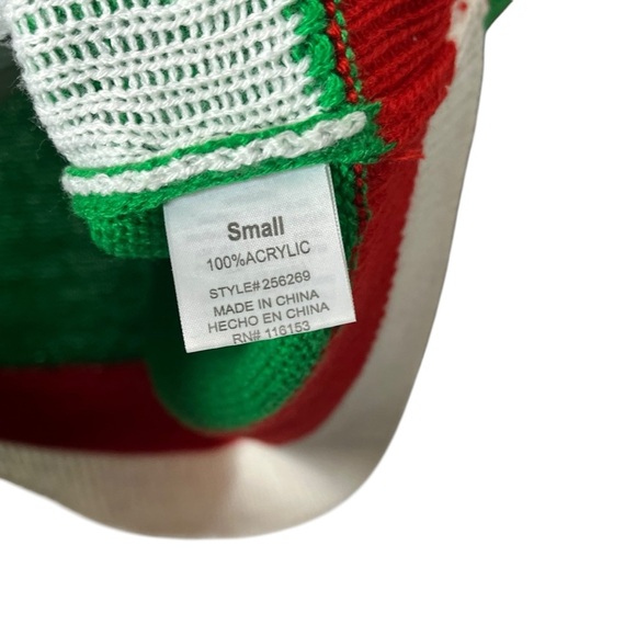 Merry Christmas POOF black white green red Frenchie bulldog sweater vest small s - Picture 4 of 6